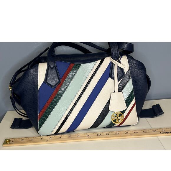 EUC Tory Burch Perry Balloon Multicolored Stripe Handbag - Picture 6 of 14